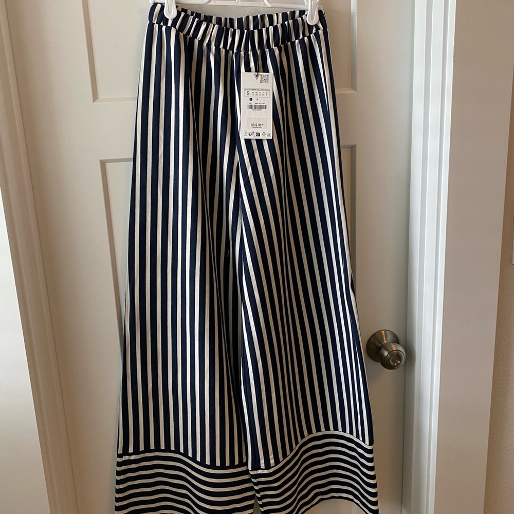 NWT Zara striped flowy pants XS